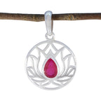 Indian Ruby Dainty German Silver Solitaire Red Pendant
