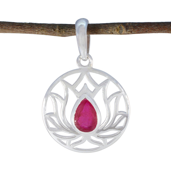 Indian Ruby Dainty German Silver Solitaire Red Pendant