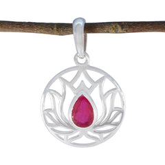 Indian Ruby Dainty German Silver Solitaire Red Pendant