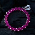 Ciondolo a forma di cuore Gabriela rosso in argento sterling russo essenziale con rubino indiano