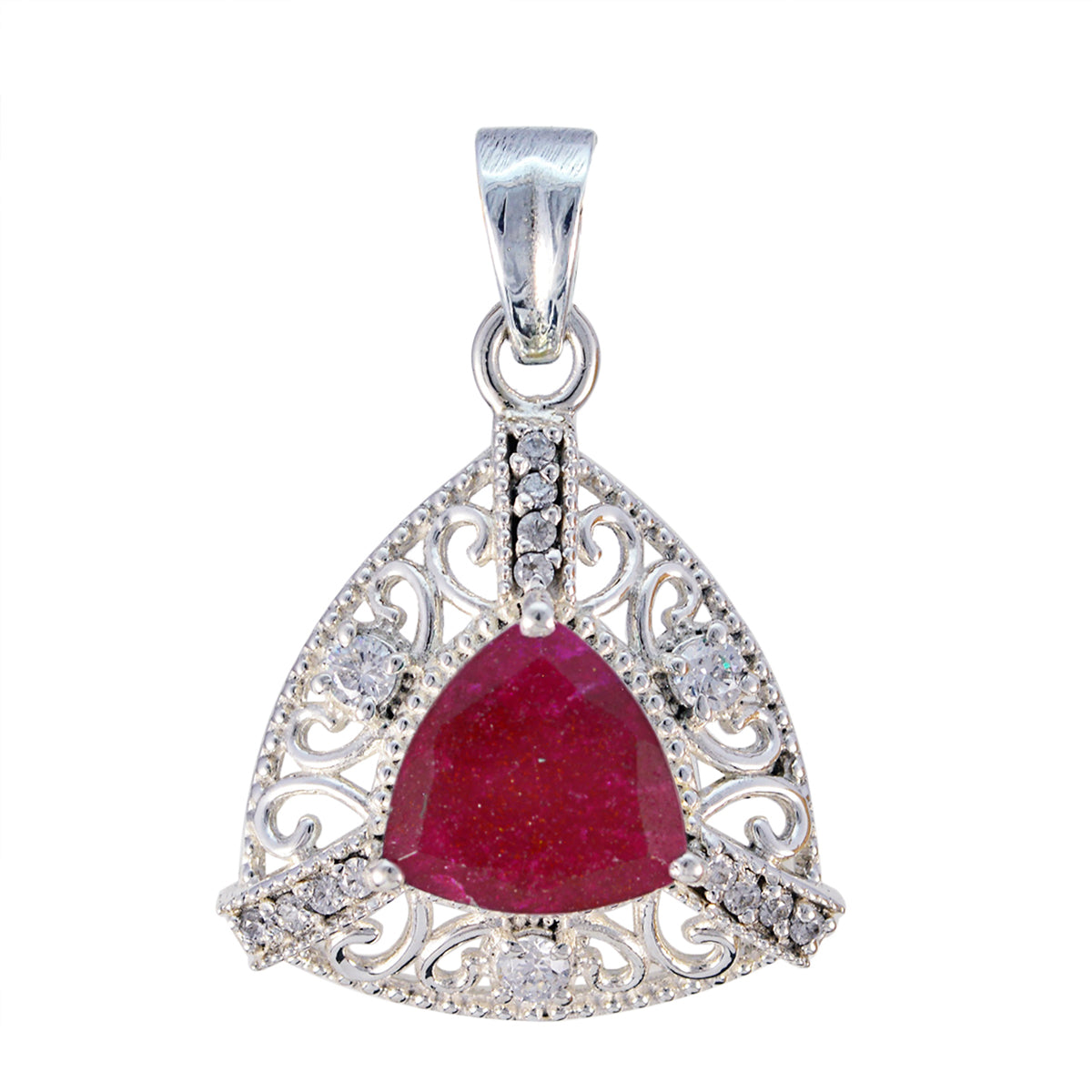 Indian Ruby Eye-catching Indian 92.5 Silver multiple Red Pendant Immagine principale del prodotto
