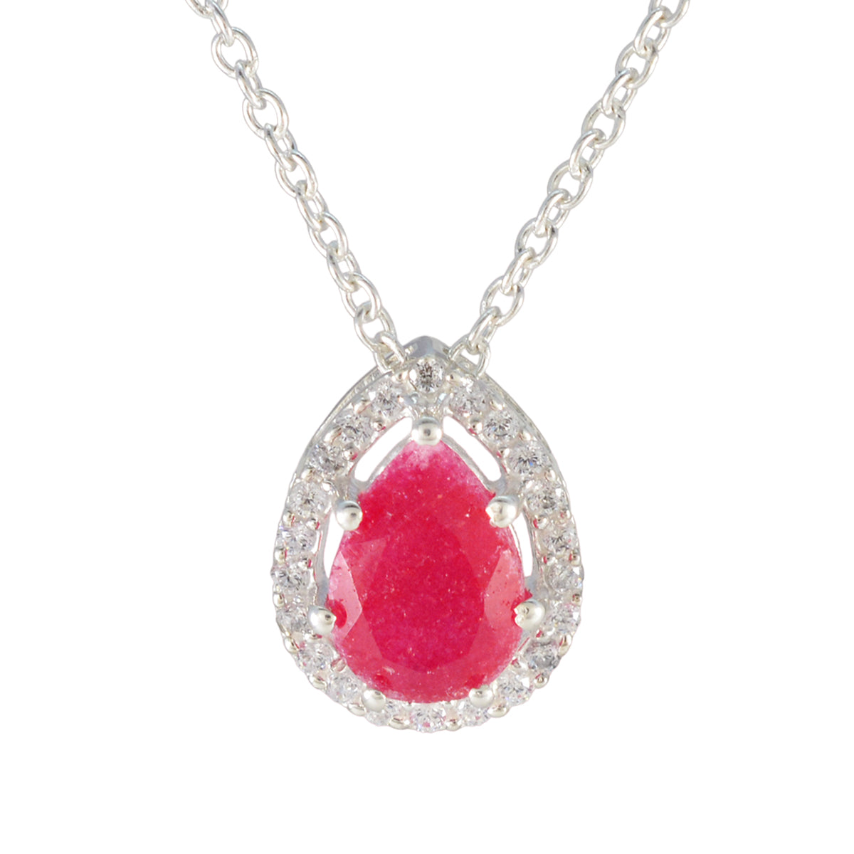 Indian Ruby Dainty Australian 925 Silver multiple Red Pendant メイン画像