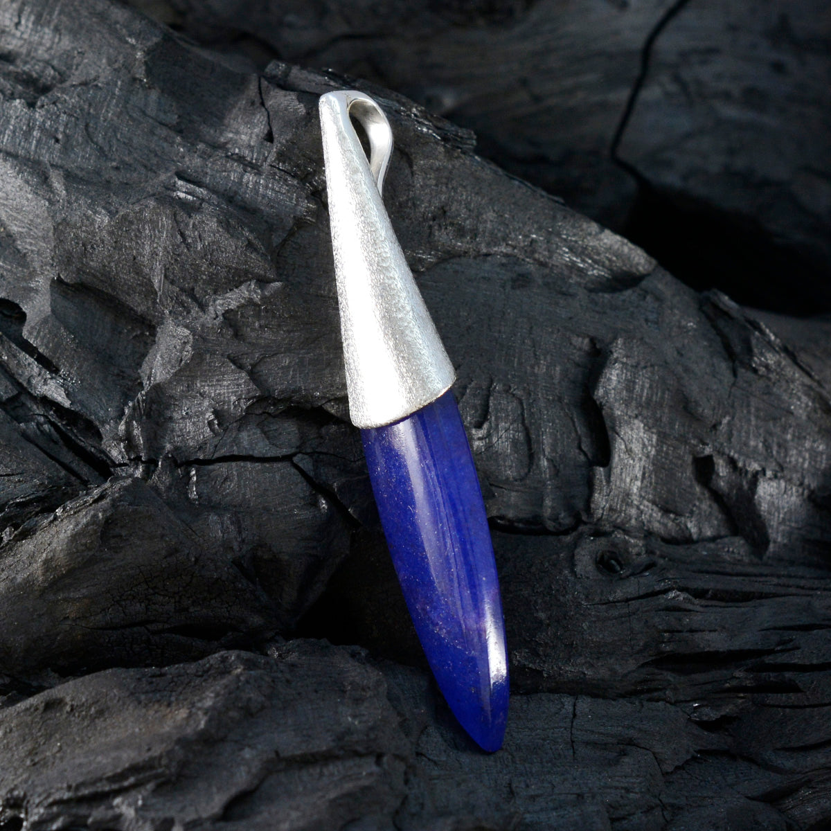 Indian Blue Sapphire Tiny French Sterling Silver Solitaire Autumn Contemporary Blue Pendant Jewellery