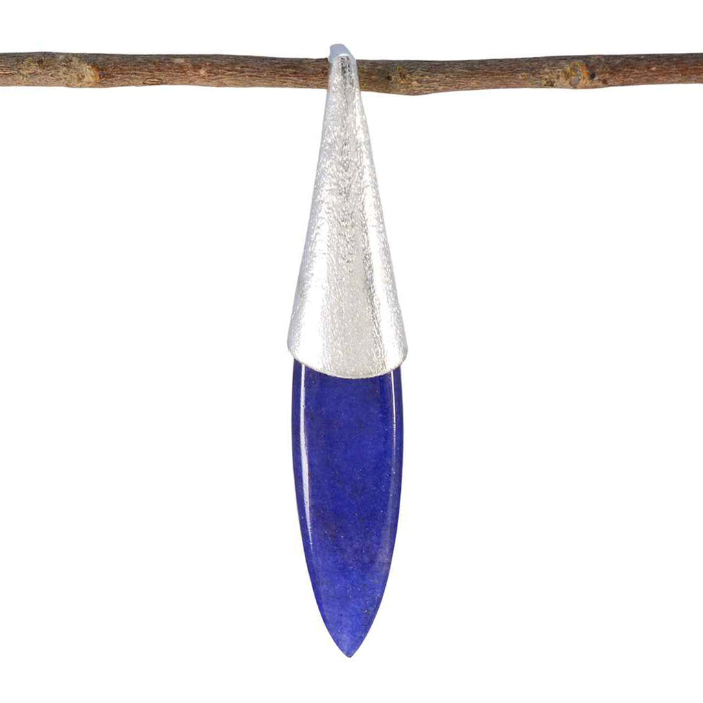 Indian Blue Sapphire Tiny French Sterling Silver Solitaire Blue Pendant