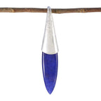 Indian Blue Sapphire Tiny French Sterling Silver Solitaire Blue Pendant