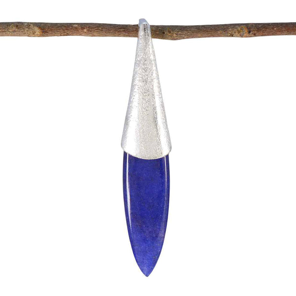 Indian Blue Sapphire Tiny French Sterling Silver Solitaire Blue Pendant