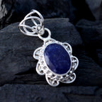 Indian Blue Sapphire Mid-weight Mexican Silver Solitaire Julieta Rope-Wire Blue Pendant Jewelry