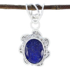 Indian Blue Sapphire Mid-weight Mexican Silver Solitaire Blue Pendant