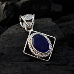 Pendentif fin en argent 92,5 avec saphir bleu indien et solitaire égyptien Julia Rope-Wire bleu