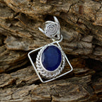 Indian Blue Sapphire Slim Egyptian 92.5 Silver Solitaire Julia Rope-Wire Blue Pendant Jewellery