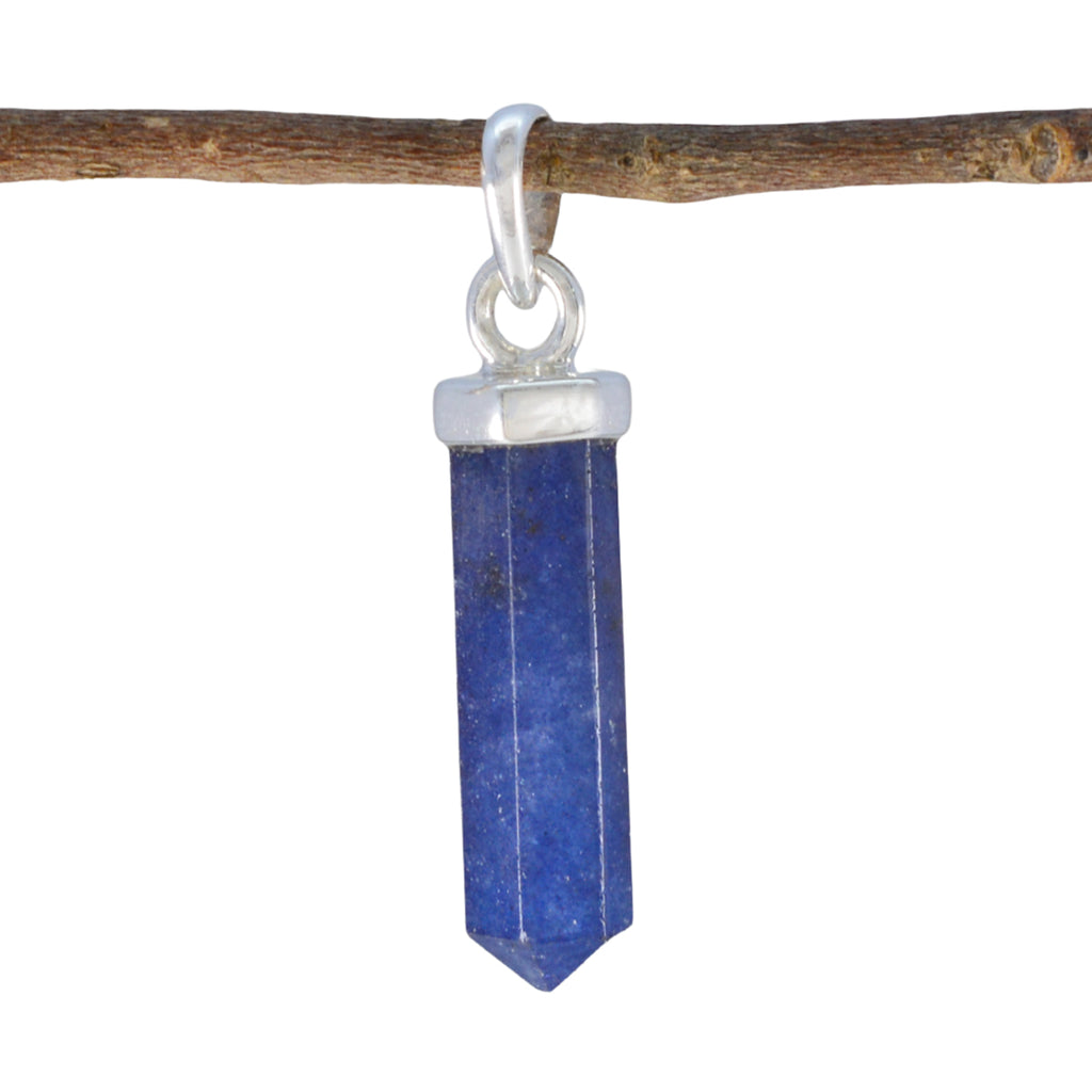 Indian Blue Sapphire Tiny Egyptian Sterling Silver Solitaire Blue Pendant