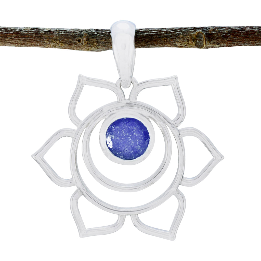 Indian Blue Sapphire Dainty Spanish 92.5 Silver Solitaire Blue Pendant