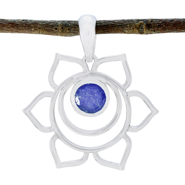 Indian Blue Sapphire Dainty Spanish 92.5 Silver Solitaire Blue Pendant