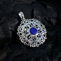 Indian Blue Sapphire Dainty Spanish 925 Silver Solitaire Patricia Filigree Blue Pendant Jewelry
