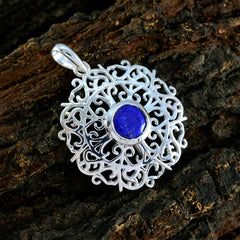 Indian Blue Sapphire Dainty Spanish 925 Silver Solitaire Patricia Filigree Blue Pendant Jewelry