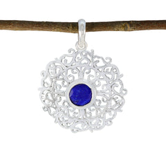 Indian Blue Sapphire Dainty Spanish 925 Silver Solitaire Blue Pendant