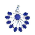 Indian Blue Sapphire Statement Egyptian Sterling Silver multiple Blue Pendant