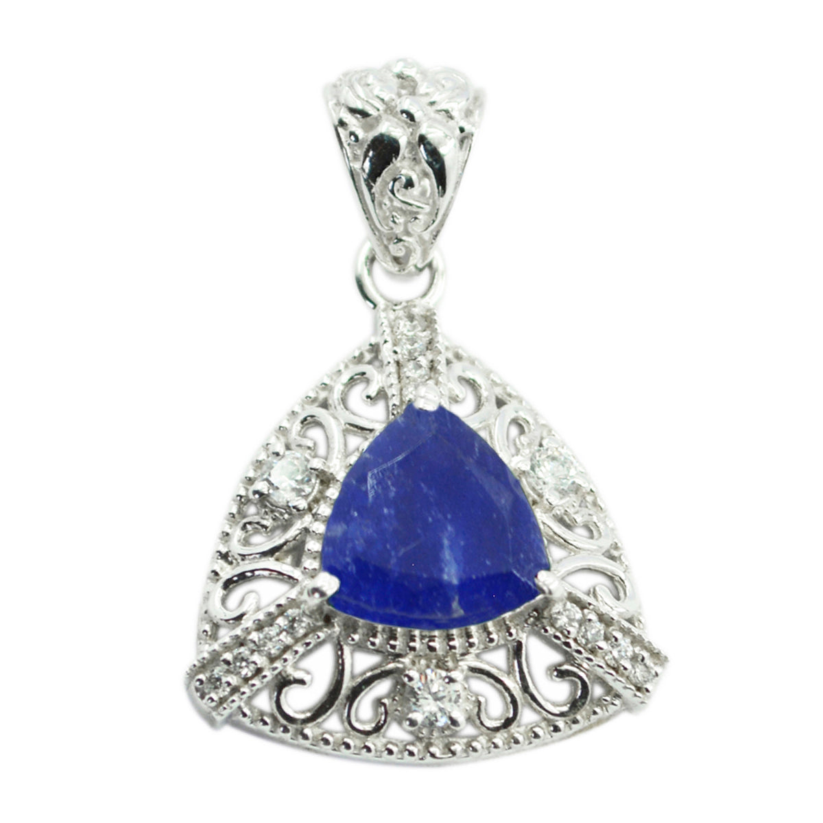Indian Blue Sapphire Eye-catching African Silver multiple Blue Pendant