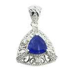 Indian Blue Sapphire Eye-catching African Silver multiple Blue Pendant