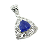 Indian Blue Sapphire Eye-catching African Silver multiple Carolina Rope-Wire Blue Pendant Jewelry