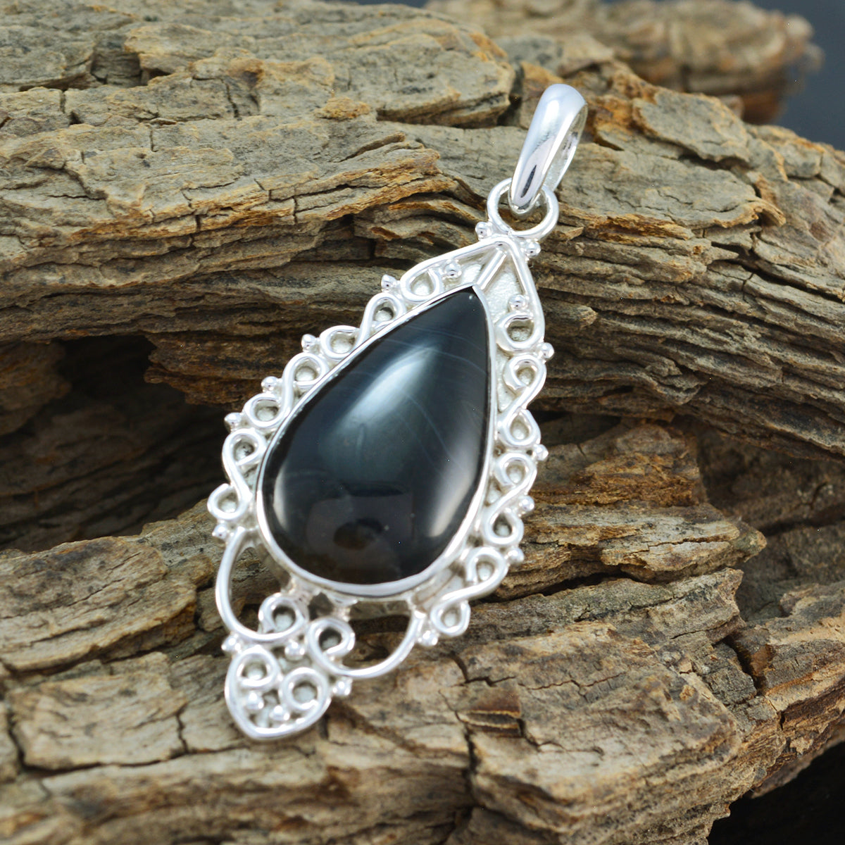 Jasper Essential Russian 925 Silver Solitaire Zoe Rope-Wire Gray Pendant Jewelry