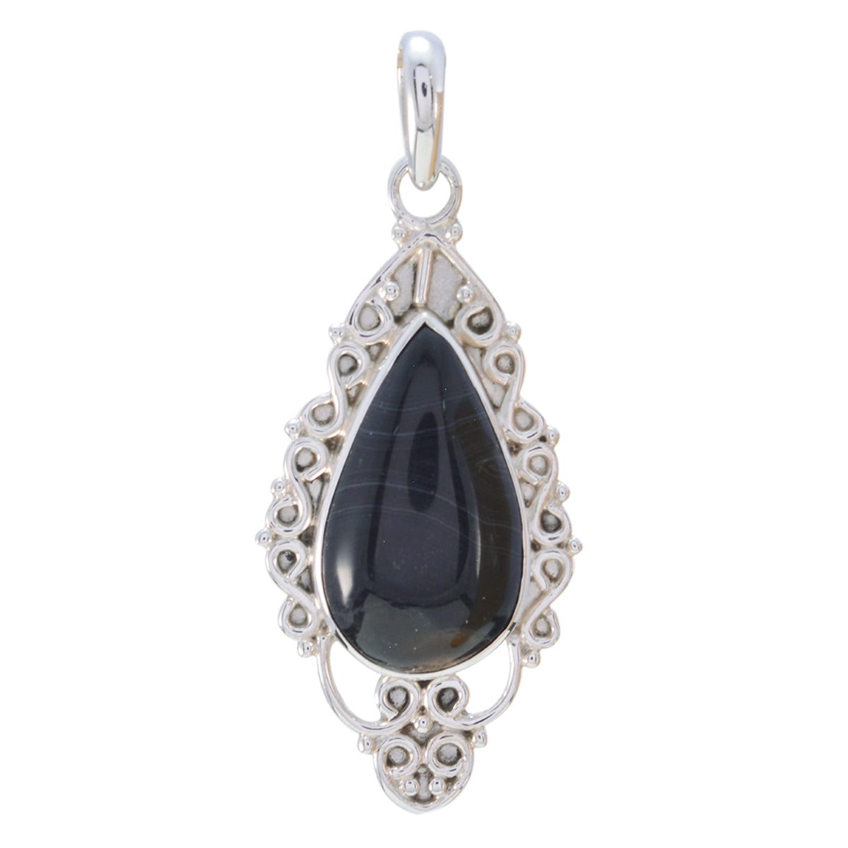 Jasper Essential Russian 925 Silver Solitaire grey Pendant