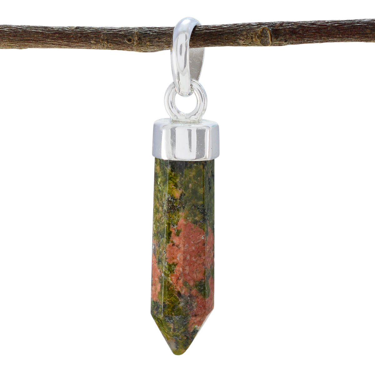Jasper Dainty Moroccan Sterling Silver Solitaire Green Pendant Imagen principal del producto