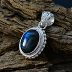 Labradorite Essential Egyptian Silver Solitaire Lucia Rope-Wire Gray Pendant Jewelry