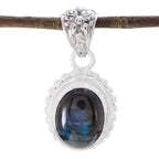 Labradorite Essential Egyptian Silver Solitaire Grey Pendant