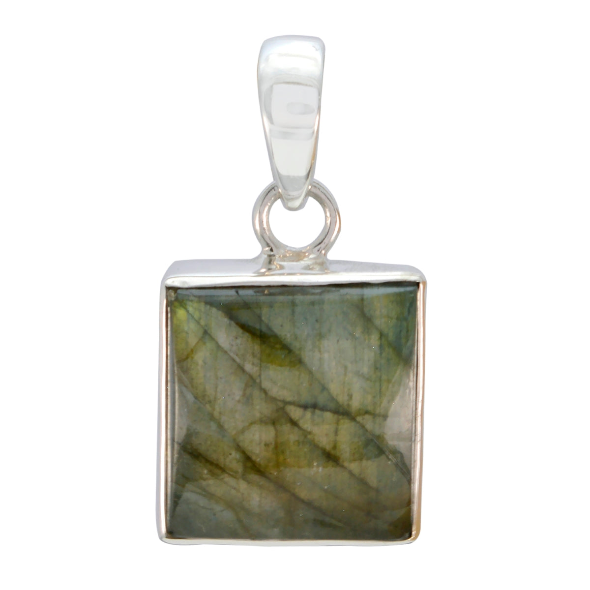 Labradorite Featherlight Russian 92.5 Silver Solitaire Grey Pendant