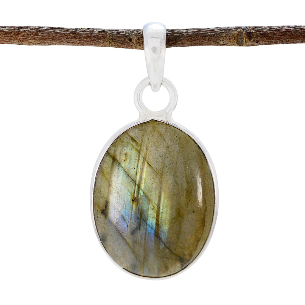 Labradorite Eye-catching Mexican Sterling Silver Solitaire Grey Pendant