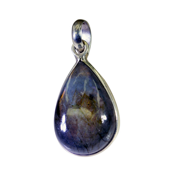 Labradorite Essential American 925 Silver Solitaire Grey Pendant