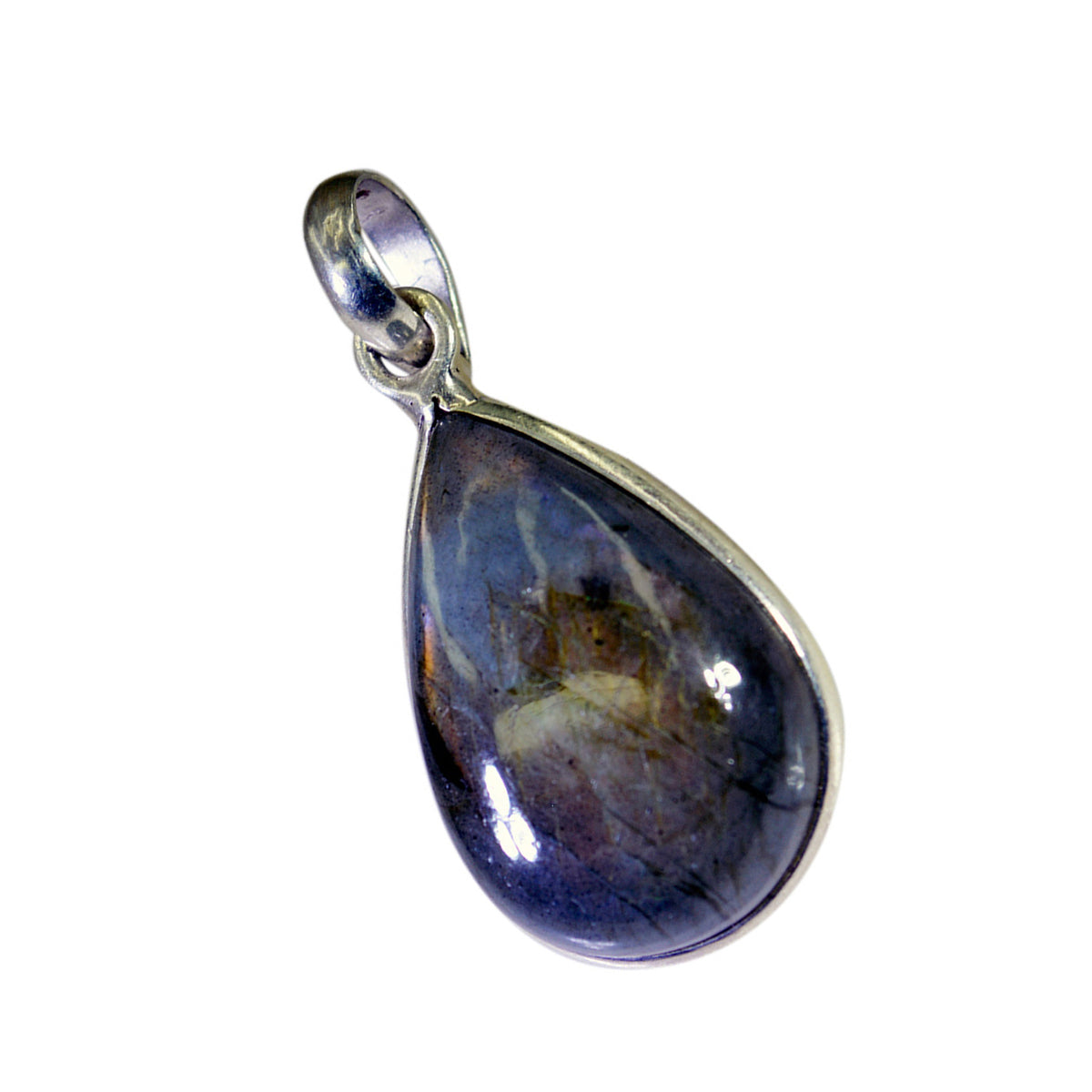 Ciondolo solitario Amanda in argento 925 con pietra di labradorite grigia, gioiello per matrimonio Immagine secondaria del prodotto