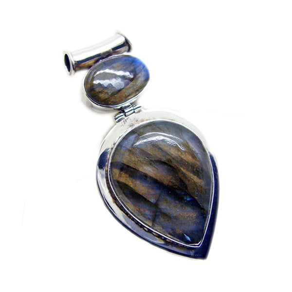 Labradoriet Edgy Amerikaanse Sterling Zilveren Toi et Moi Bruna Sierlijke Grijze Hanger Sieraden