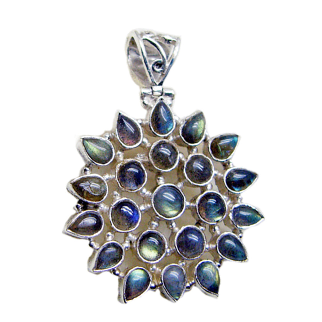 Labradorite Statement Mexican 92.5 Silver multiple Grey Pendant