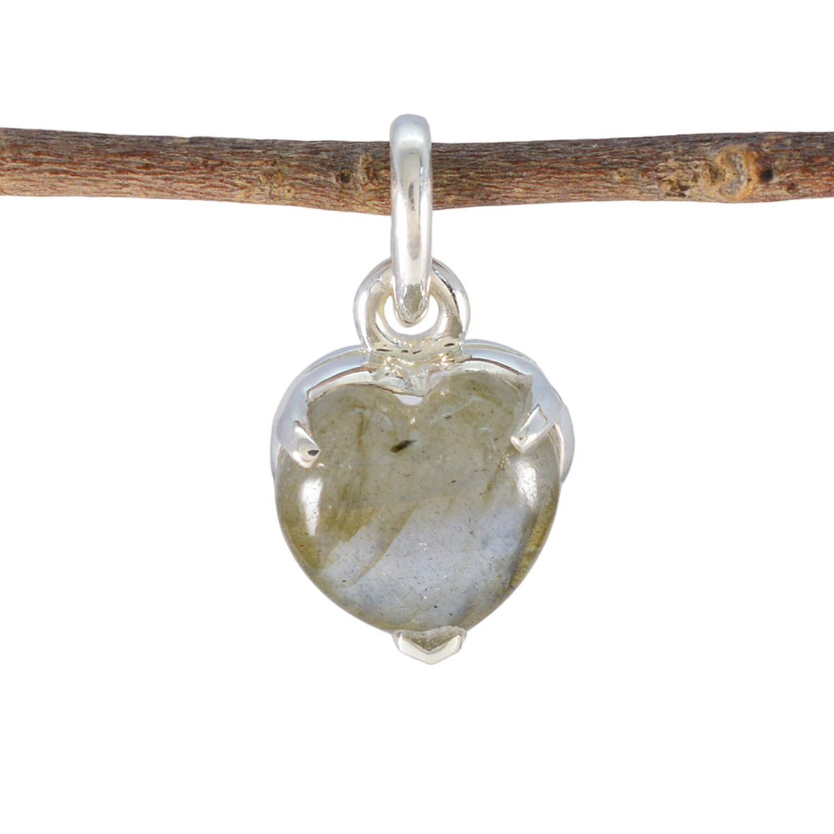 Labradorite Delicate German 92.5 Silver Solitaire Grey Pendant