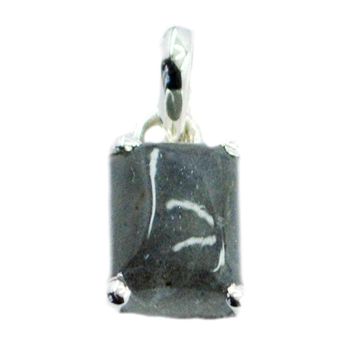 Labradorite Delicate Italian Silver Solitaire Grey Pendant