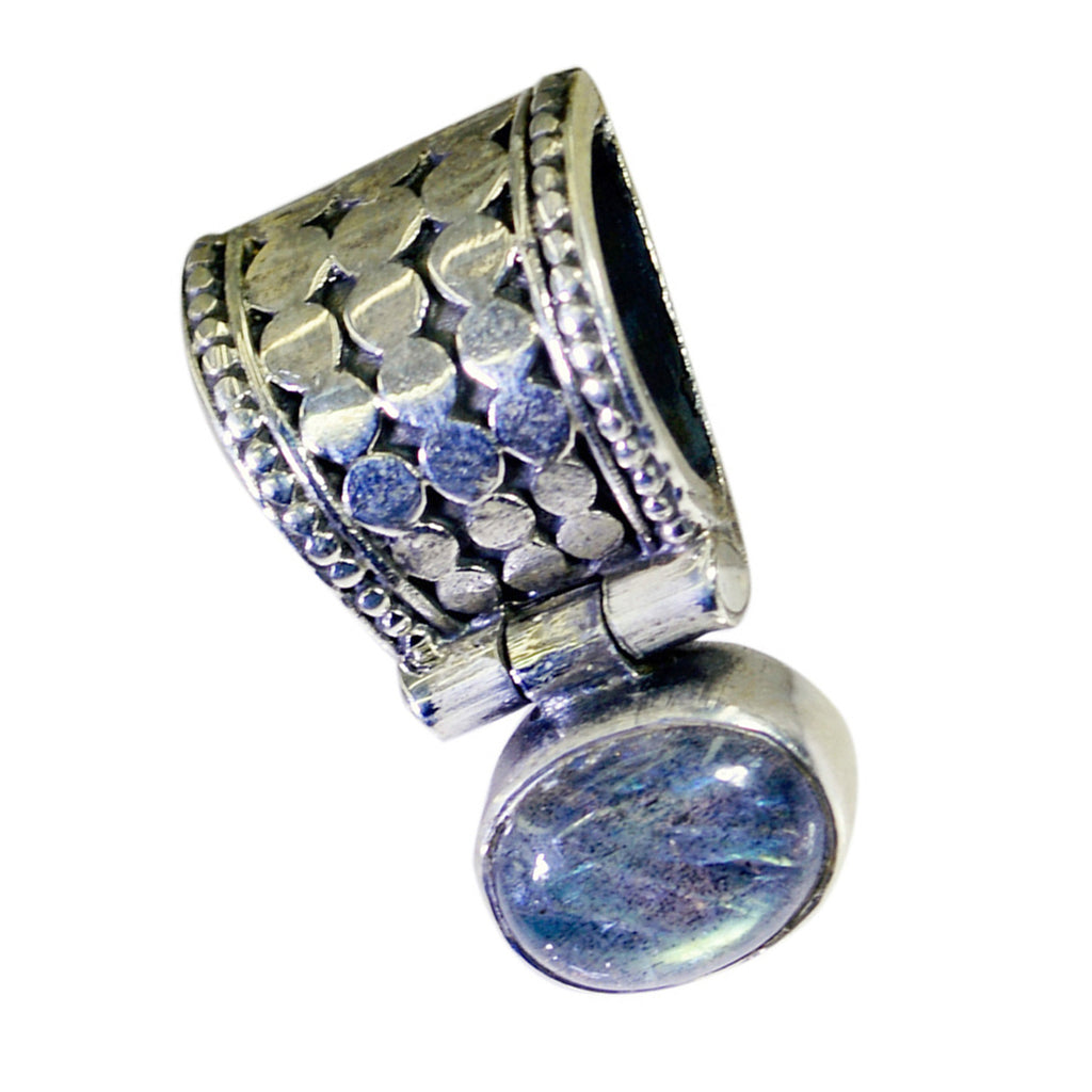 Labradorite Whisper-thin French 925 Silver Solitaire Ángeles Contemporary Gray Pendant Jewelry