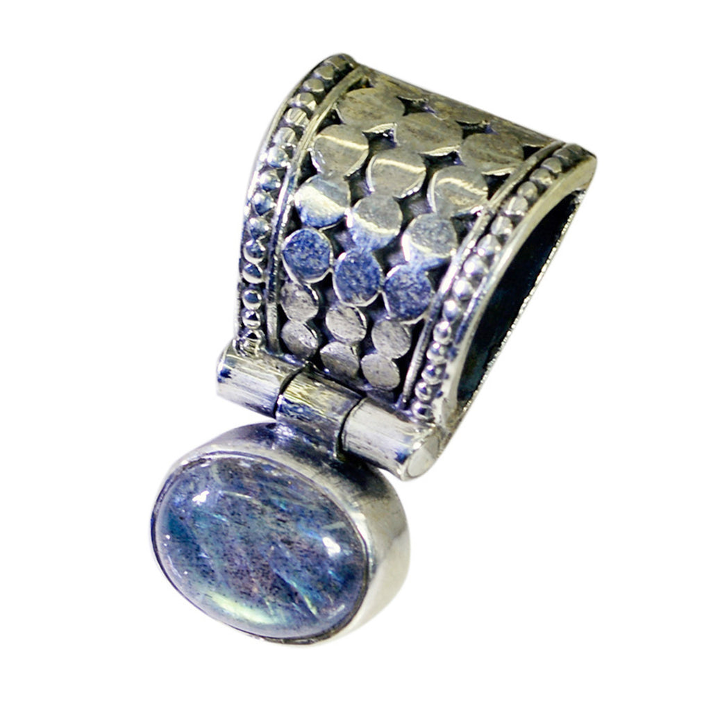 Labradorite Whisper-thin French 925 Silver Solitaire Ángeles Contemporary Gray Pendant Jewelry
