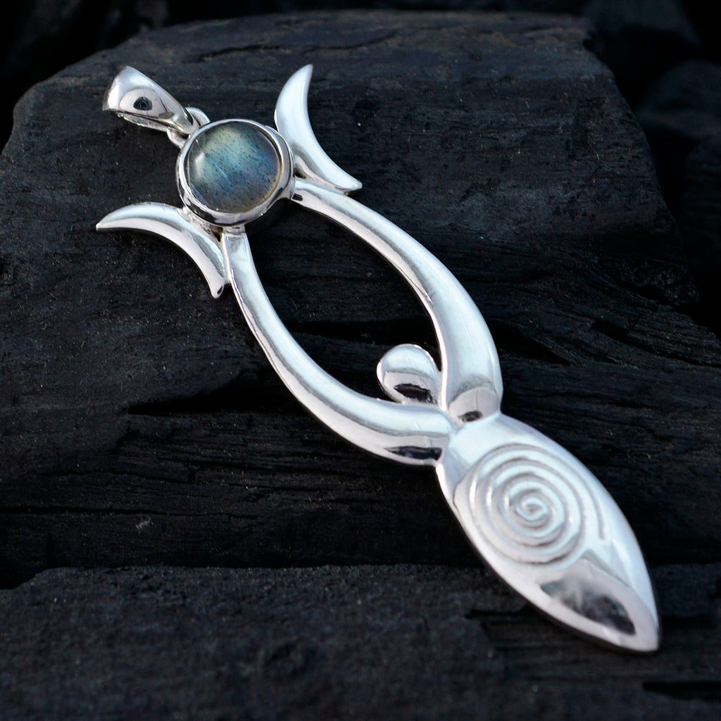Labradorite Tiny French Silver Solitaire Emilia Love Gray Pendant Jewelry