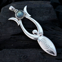 Labradorite Tiny French Silver Solitaire Emilia Love Gray Pendant Jewelry