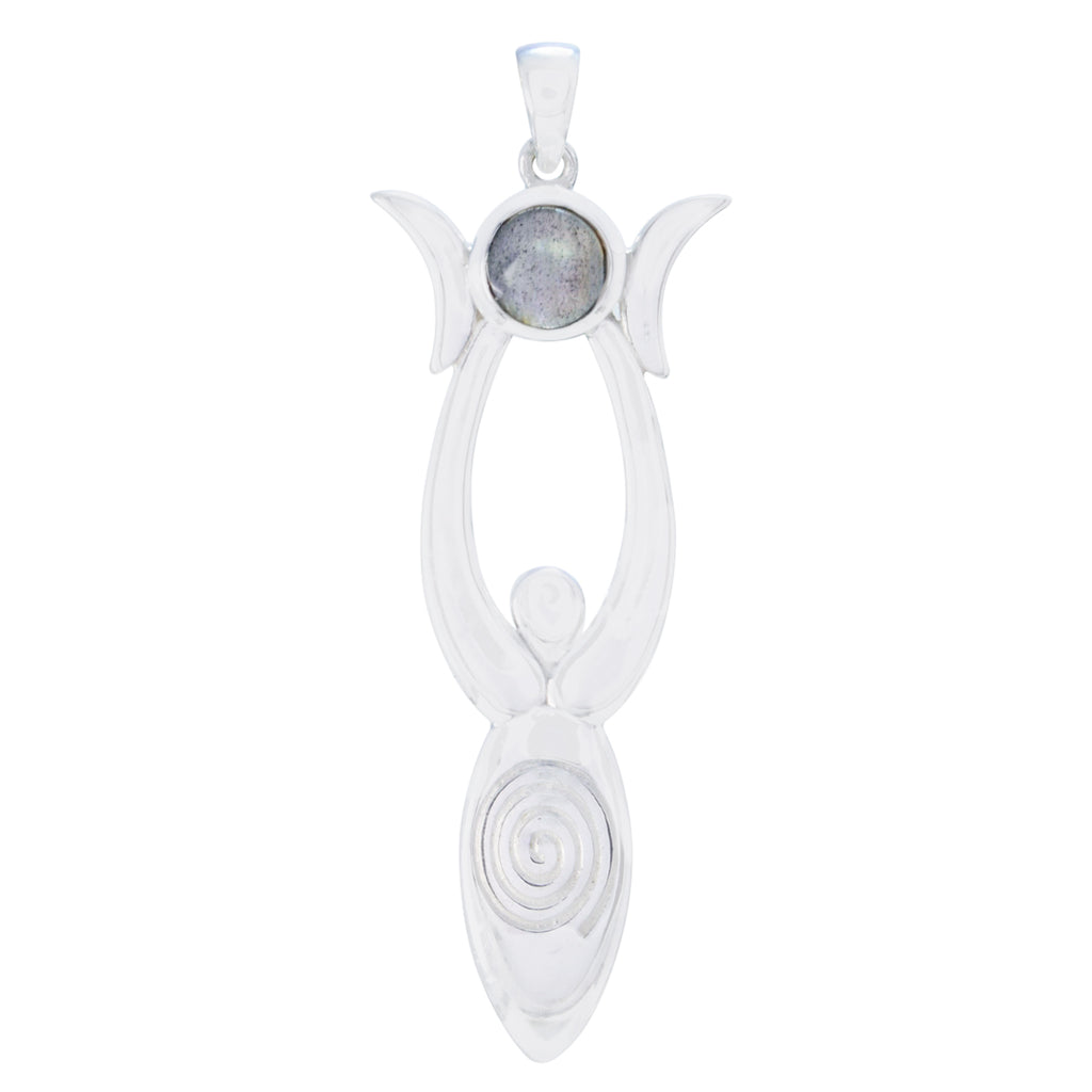 Labradorite Tiny French Silver Solitaire Grey Pendant