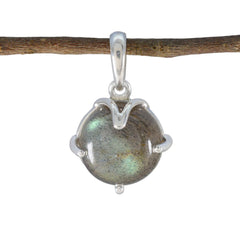 Labradorite Whisper-thin French 92.5 Silver Solitaire Grey Pendant