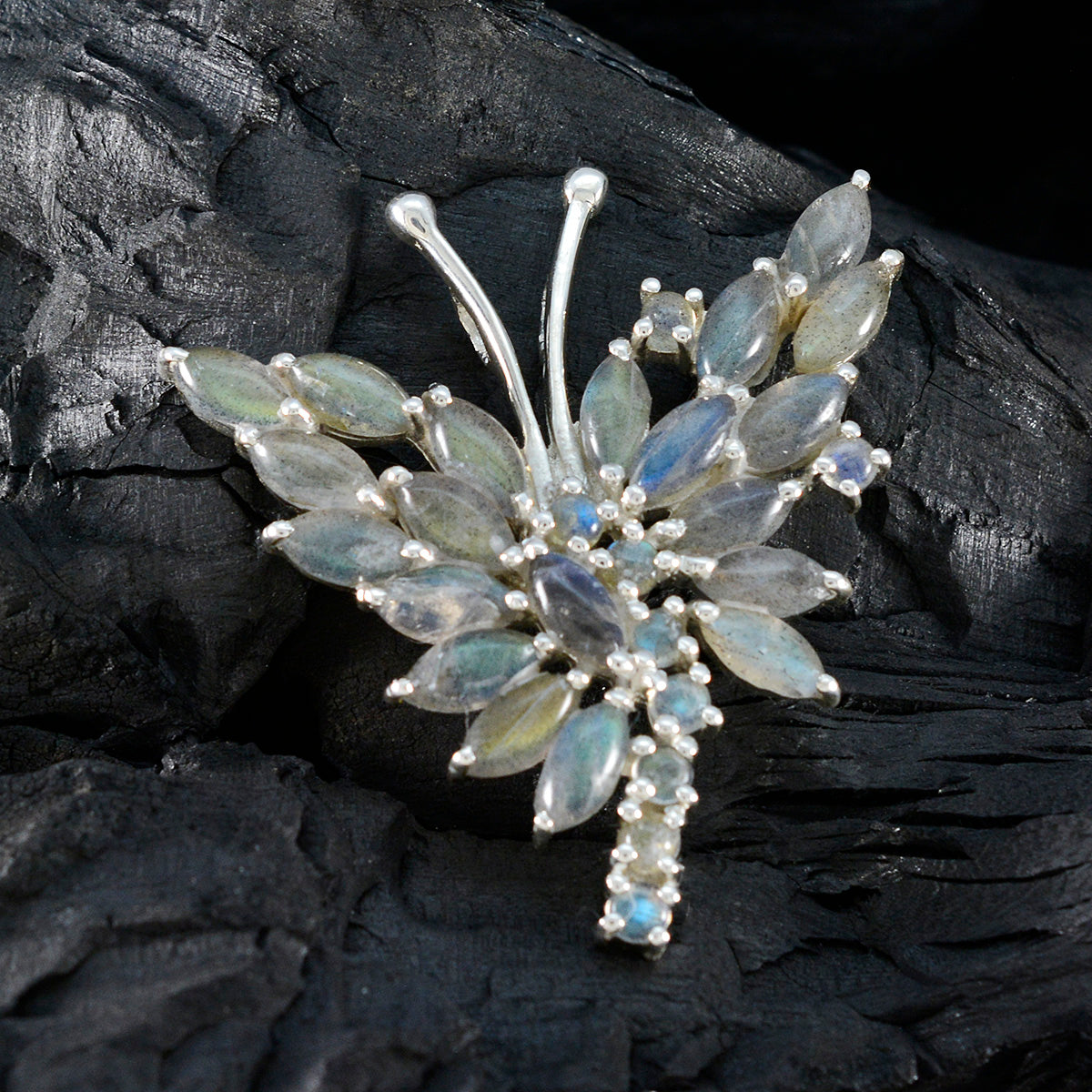 Labradorite Statement Moroccan Sterling Silver multiple Leah Luxurious Gray Pendant Jewellery