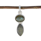 Labradorite Whisper-thin Latin American Silver Toi et Moi Grey Pendant