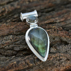 Labradorite Statement Egyptian 925 Silver Toi et Moi Yasmine Artisan Gray Pendant Jewelry