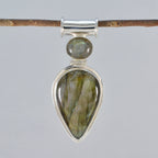 Labradorite Statement Egyptian 925 Silver Toi et Moi Yasmine Artisan Gray Pendant Jewelry