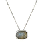 Labradorite Classic French 92.5 Silver Solitaire Grey Pendant