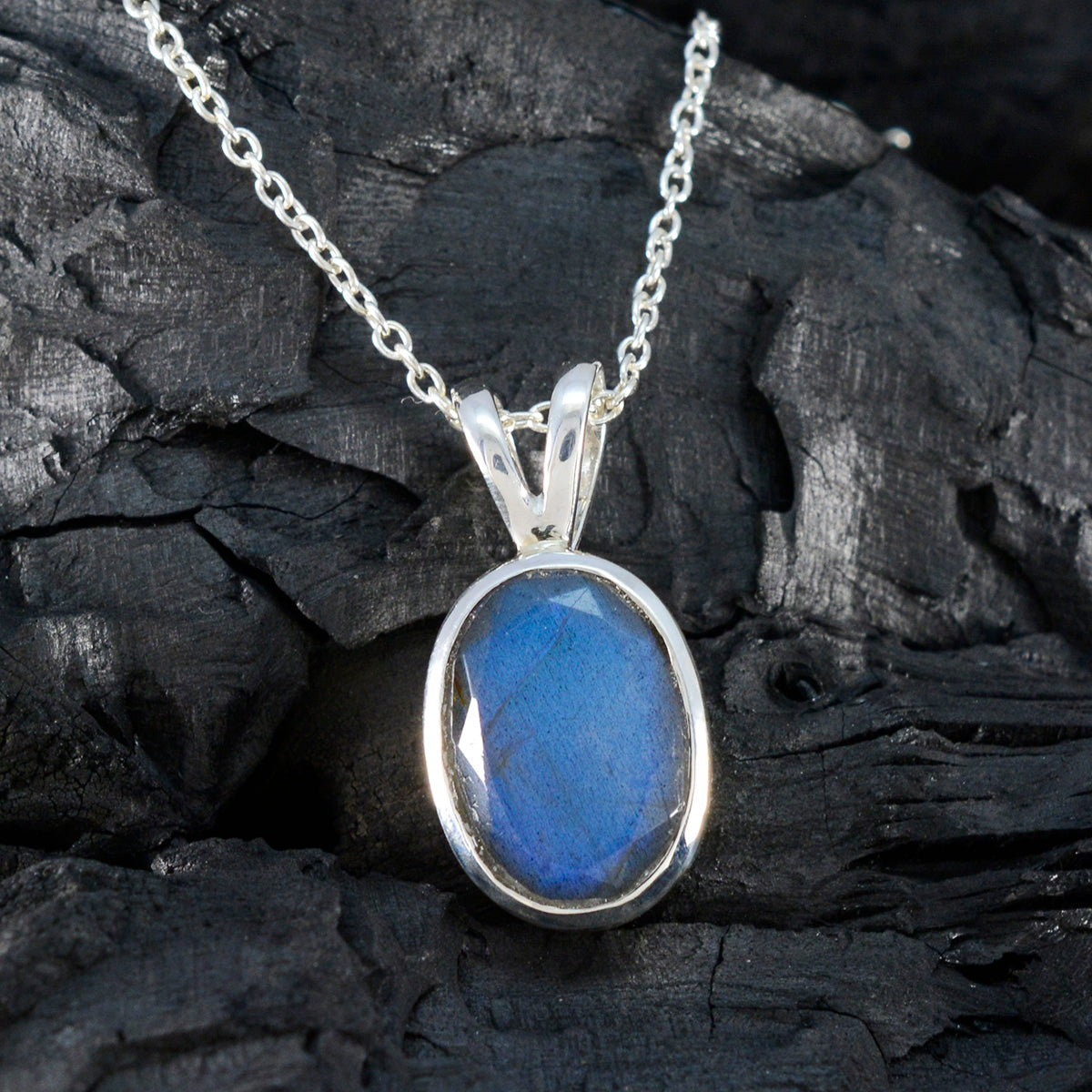 Labradorite Classic Russian Sterling Silver Solitaire Aurora Trendy Gray Pendant Jewellery