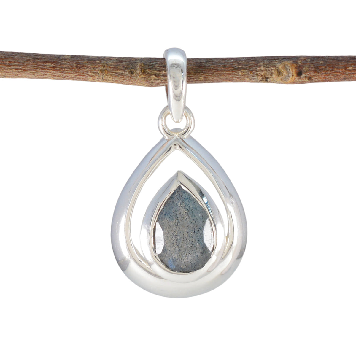 Labradorite Delicate Spanish 92.5 Silver Solitaire Grey Pendant